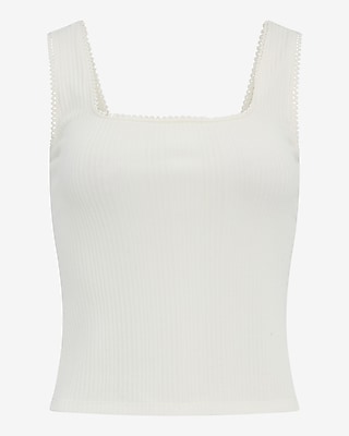Ribbed Pointelle Square Neck Tank