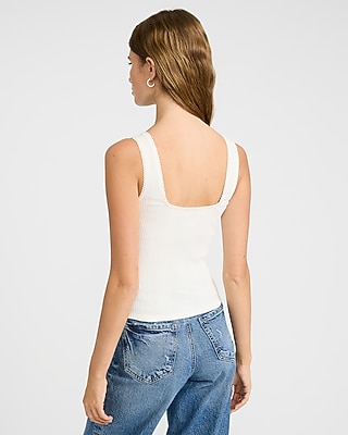 Ribbed Pointelle Square Neck Tank