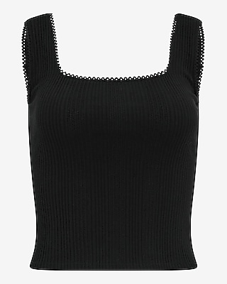 Ribbed Pointelle Square Neck Tank