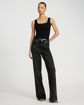 Ribbed Pointelle Square Neck Tank