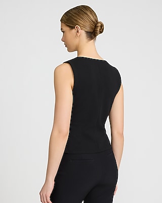 Studio Stretch Crepe V-Neck Pleated Draped Tank