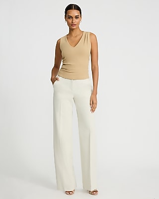 Studio Stretch Crepe V-Neck Pleated Draped Tank