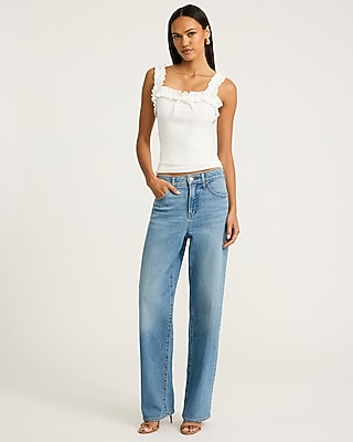 Square Neck Ruffle Tie Front Tank