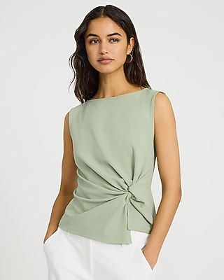 Crepe Draped Cowl Neck Sweater Tank | Express
