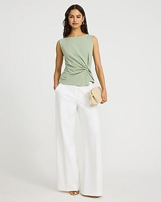 Studio Stretch Crepe Twist Waist Tank