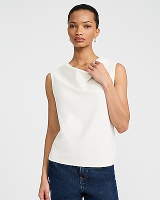 Studio Stretch Crepe Cowl Neck Tank