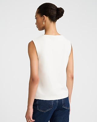 Studio Stretch Crepe Cowl Neck Tank