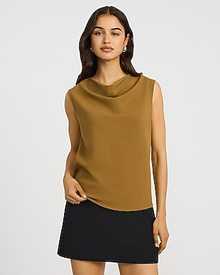 Studio Stretch Crepe Cowl Neck Tank