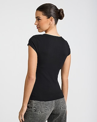 Body Contour Light Compression Stretch Cotton Cap Sleeve Tee