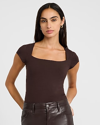 Body Contour Light Compression Cap Sleeve Tee Stretch Cotton