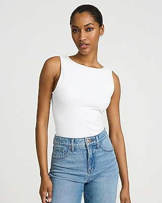 トップス draw drawers Cotton Boatneck Tanktop Body Contour Light Compression Stretch Cotton Boat Neck Tank | Express