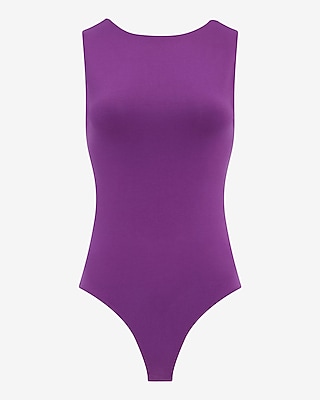 Body Contour Light Compression Stretch Cotton Boat Neck Scoop Back Bodysuit
