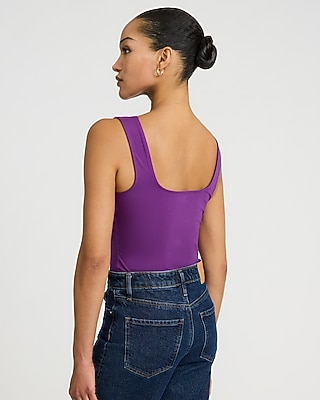 Body Contour Light Compression Stretch Cotton Boat Neck Scoop Back Bodysuit