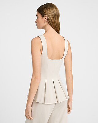 Signature Ponte Sweetheart Peplum Tank