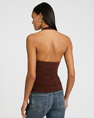 Matte Jersey Halter Hardware Ruched Tank - thumbnail 7