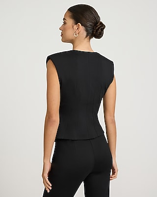 Signature Ponte V-Neck Seamed Vest Top