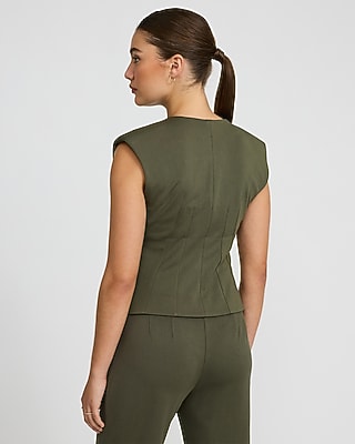 Signature Ponte V-Neck Seamed Vest Top