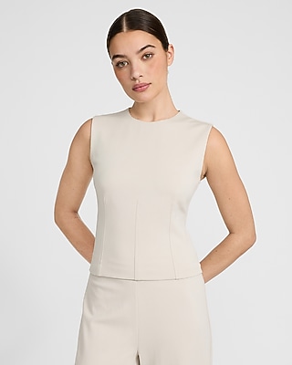 Signature Ponte Crew Neck Seamed Tank