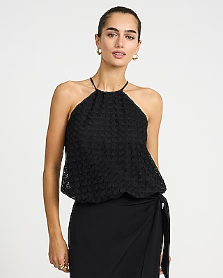 Crochet Halter Neck Bubble Cami
