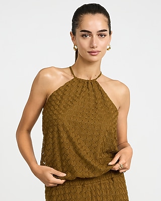 Crochet Halter Neck Bubble Cami