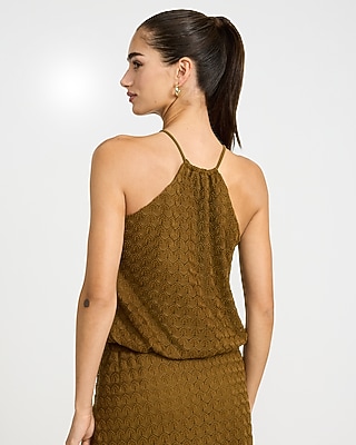 Crochet Halter Neck Bubble Cami