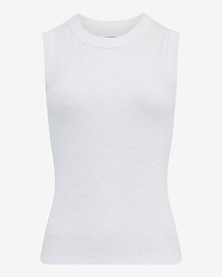 Fitted Ribbed Crew Neck Tank
