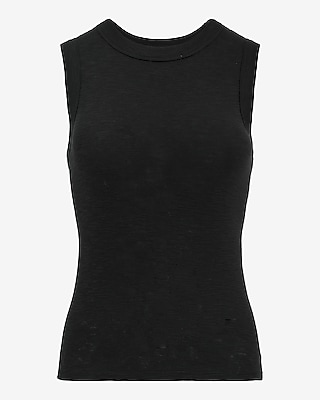 Fitted Ribbed Crew Neck Tank