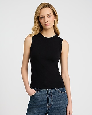 Fitted Ribbed Crew Neck Tank