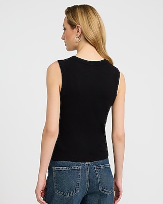 Fitted Ribbed Crew Neck Tank