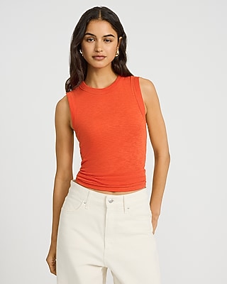 Fitted Ribbed Crew Neck Tank