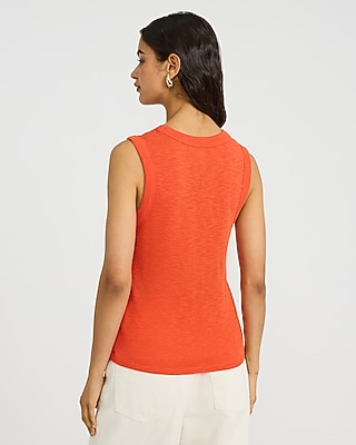 Fitted Ribbed Crew Neck Tank