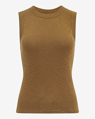 Fitted Ribbed Crew Neck Tank