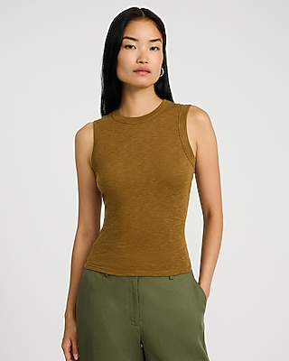 Fitted Ribbed Crew Neck Tank