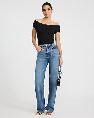 Off The Shoulder Crossover Front Pleated Top