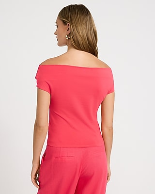 Off The Shoulder Crossover Front Pleated Top