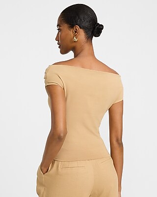 Off The Shoulder Crossover Front Pleated Top