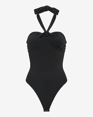 Tie Halter Neck Sleeveless Knot Bodysuit
