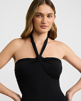 Tie Halter Neck Sleeveless Knot Bodysuit