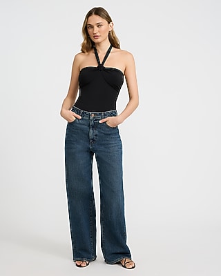 Tie Halter Neck Sleeveless Knot Bodysuit