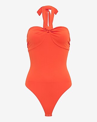Tie Halter Neck Sleeveless Knot Bodysuit