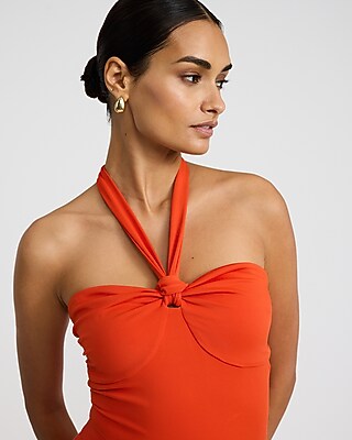 Tie Halter Neck Sleeveless Knot Bodysuit