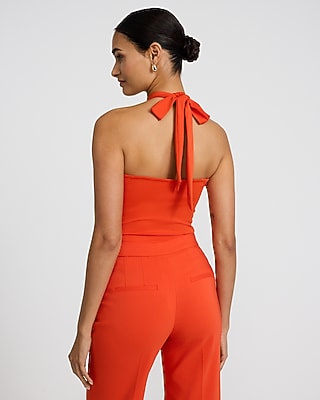 Tie Halter Neck Sleeveless Knot Bodysuit