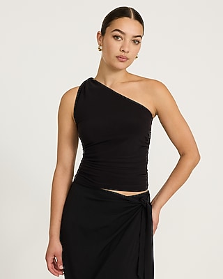 One Shoulder Knot Ruched Tank