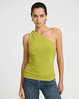 One Shoulder Knot Ruched Tank