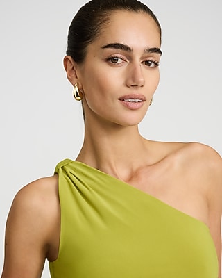 One Shoulder Knot Ruched Tank