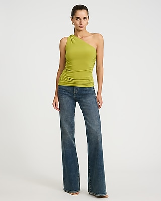 One Shoulder Knot Ruched Tank