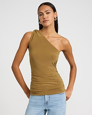 One Shoulder Knot Ruched Tank