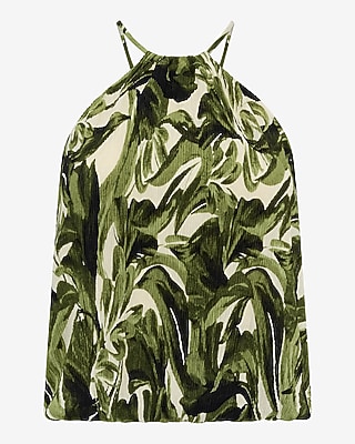 Textured Printed Halter Neck Bubble Cami