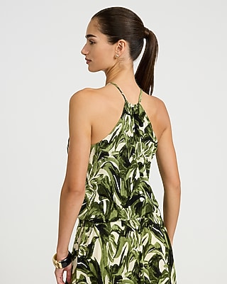 Textured Printed Halter Neck Bubble Cami