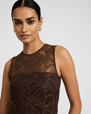 Lace Crew Neck Sleeveless Bodysuit
